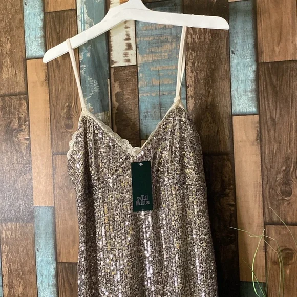 Wild fable silver sequins and lace trim stretchy dress - Picture 2 of 16